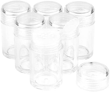 glasstore 6 Pcs Plastic Loose Powder Jar 10g Clear Refillable Face Powder Case Cosmetic Sample Pots Bottles Eyeshow Powder Box Concealer Powder Sifter Container with 12 Holes (clear lid