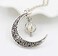 EEQQBZ Glow in The Dark Silver Crescent Moon and Orb Necklace - Glowing Blue Moon Charm - Magical Fantasy Fairy Glowing Necklace - Glow Jewelry (sky blue
