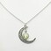 EEQQBZ Glow in The Dark Silver Crescent Moon and Orb Necklace - Glowing Blue Moon Charm - Magical Fantasy Fairy Glowing Necklace - Glow Jewelry (sky blue