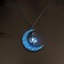 EEQQBZ Glow in The Dark Silver Crescent Moon and Orb Necklace - Glowing Blue Moon Charm - Magical Fantasy Fairy Glowing Necklace - Glow Jewelry (sky blue