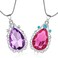 VINJEWELRY 2 Pcs Sofia The First Amulet and Elena Princess Necklace Twin Sister Teardrop Necklace Magic Jewelry Gift for Girls