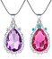 VINJEWELRY 2 Pcs Sofia The First Amulet and Elena Princess Necklace Twin Sister Teardrop Necklace Magic Jewelry Gift for Girls