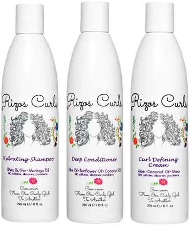Rizos Curls Curly Hair Define Bundle Set (Hydrating Shampoo, Deep Conditioner and Defining Cream