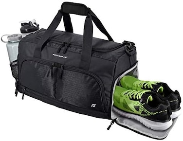 FocusGear Ultimate Gym Bag 2.0: Durable Crowdsource Designed Duffel Bag with 10 Optimal Compartments, Water Resistant Pouch, Green, 11.5"H x 10.5"W x 20"L