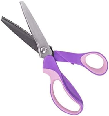 BlueSnail Pinking Shears, Stainless Steel Pinking Shears Comfort Grip Handled Professional Fabric Crafts Dressmaking Zig Zag Cut Scissors Sewing Scissors (9", Serrated, Purple