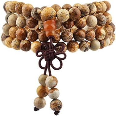Nupuyai 6mm 108 Healing Gemstone Mala Prayer Beads Stretch Bracelet Necklace for Men and Women