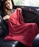BlueHills Premium Soft Travel Blanket Pillow Airplane Blanket Packed in Soft Bag Pillowcase with Hand Luggage Belt and Backpack Clip, Compact Pack Large Blanket for Any Travel (Red T001