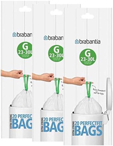 Brabantia Bin Bags Size G 23-30 Litre Bin liners (60 Bags in Total