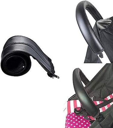 DAYSTART Leather Handlebar Cover,Baby Pram Accessories Stroller Armrest PU Leather Case Cover For Arm Covers