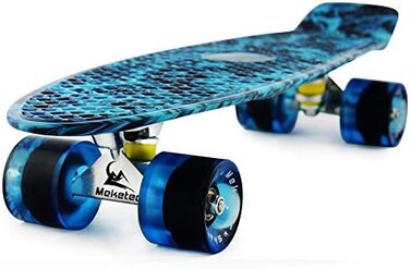 MEKETEC Skateboards Complete 22 Inch Mini Cruiser Retro Skateboard for Kids Boys Youths Beginners