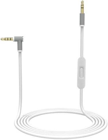 ToBySome Replacement Audio Cable Cord Wire with in-line Microphone and Control Compatible with for Beats by Dr Dre Headphones Solo, Studio, Pro, Detox, Wireless, Mixr, Executive, Pill (White