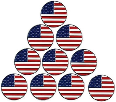 PINMEI Lot of 10 Golf Ball Markers Assorted Patterns - Soft Enamel Technique