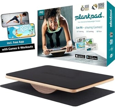 Plankpad PRO – Interaktiver Ganzkörper-TrainerBalance Board - Plank Bauchmuskel Trainerinkl. تطبيق الهاتف الذكي مع SpielenWorkouts - مدرب اللياقة البدنية للعائلة