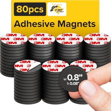 X-bet MAGNET ic Dots - Self Adhesive Dots (0.8" x 0.8"- PeelStick ic Circles - Flexible Sticky s - Sheets is Alternative to ic Squares, Stickers, Strip and Tape