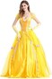 Qubskry Princess Beauty Costume for Women, Girl Princess Belle Dress up Ball Gown, Halloween Costume Adult