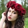 Tvoip Rose Floral Crown Garland Flower Headband Headpiece for Wedding Festival (Red