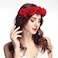 Tvoip Rose Floral Crown Garland Flower Headband Headpiece for Wedding Festival (Red