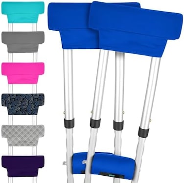 Vive Crutch Pads Padding For Walking Arm Crutches Universal Underarm Padded Forearm Handle Pillow Covers For Hand Grips Soft Foam Armpit Bariatric Accessories For Adults Kids One Size Blue