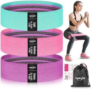 WALITO Resistance Bands for Legs and Butt, Fabric Exercise Loop Bands Yoga, Pilates, Rehab, Fitness and Home Workout, Strength Bands for Booty