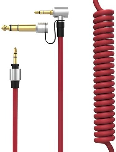 Learsoon Replacement Audio Aux Auxiliary Extension Cord Cable Wire Compatible for Beats by Dr Dre Solo Studio Pro/Detox Edition Headphones (Red