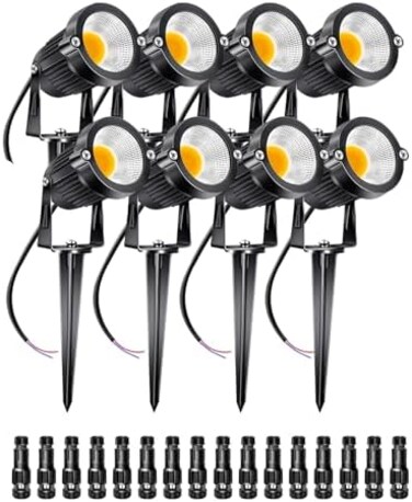 أضواء LED خارجية من ALEDECO، 12 فولت، 5 وات، مقاومة للماء، مناسبة للحدائق والممرات والأشجار (عبوة من 8 قطع)