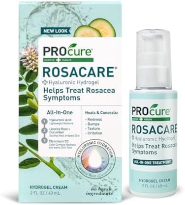 PROcure Rosacare Medicated Redness Reduction CC Face Cream, Hyaluronic Hydrogel for Rosacea Symptoms, 2 Ounce