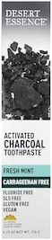 Desert Essence 183163 Carrageenan Free Activated Charcoal Toothpaste (Fresh Mint