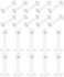 D.Bella Clear Cartilage Earring-20pcs 16G Clear Acrylic Bioflex Tragus Retainer Lip Rings Nose Studs Labret Monroe Ear Helix Earring Clear, Plastic,