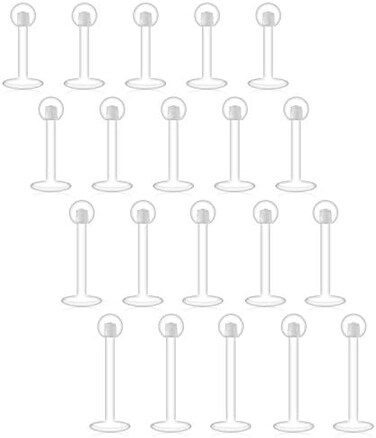 D.Bella Clear Cartilage Earring-16pcs 16G Clear Acrylic Bioflex Tragus Retainer Lip Rings Nose Studs Labret Monroe Ear Helix Earring Clear 6mm/8mm/10mm/12mm