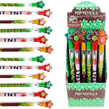 TINYMILLS 24 Pcs Pixel Miner Themed Multi Point Pencils