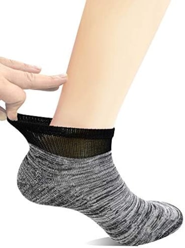 Yomandamor 5 Pairs Men's Bamboo Low Cut Trainer Socks Seamless Diabetic Socks,6-11