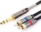 كابل TISINO RCA إلى 1/4 بوصة، كابل TRS إلى RCA ربع بوصة (محول ستيريو 1/4 بوصة إلى 2 RCA) كابل إدخال مقسم صوت Y - 10 أقدام/3 أمتار