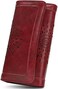 APHISON Ladies Soft PU Leather Long Wallet Trifold Clutch Purse Credit Card Holder Case for Women With Gift Box 2214 (RED