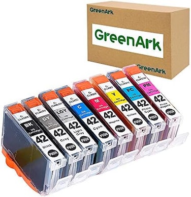 مجموعة GREENARK ArtiTech المكونة من 8 خراطيش حبر متوافقة من طراز CLI-42 CLI42 لطابعات Canon Pixma Pro-100 Pro100: 1 CLI-42BK، 1 CLI-42C، 1 CLI-42M، 1 CLI-42Y، 1 CLI-42PC، 1 CLI-42PM، 1 CLI-42GY.