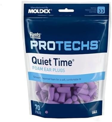 Flents Ear Plugs (70 Pair, Quiet Time Ear Plugs for Sleeping, Snoring, Loud Noise, Concerts, Construction, StudyingTraveling, NRR 33, Made in the USA