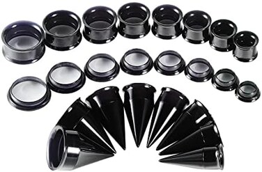 TBOSEN 36PCS Ohr Gauge Stretching Kit Edelstahl Double Flare Legierung Tapers 2 In 1 Stecker Set se 14G-00G