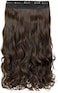REECHO 20" 1-pack 3/4 Full Head Curly Wave Clips in on Synthetic Hair Extensions Hair pieces for Women 5 Clips 4.5 Oz Per Piece - Dark Chocolate Brown