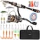 PLUSINNO Fishing Rod and Reel Combos - Carbon Fiber Telescopic Fishing Pole - Spinning Reel 121 Shielded Bearings Stainless Steel BB&hellip;