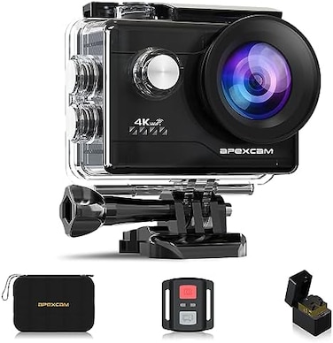 Apexcam Action Camera 4K Sports Cameras 20MP 40M 170&deg;Wide-Angle WiFi Waterproof Underwater Camera with 2.4G Remote Control 2 Batteries 2.0'' LCD Ultra HD Camera with Mounting Accessories Kit