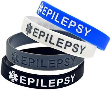 Lyndong 4 Pack Epilepsy Silicone Medical Alert Emergency Bracelet Wristbands for Man Women