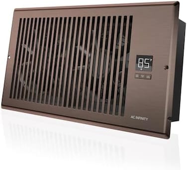 مروحة AC Infinity AIRTAP T6، مروحة معززة هادئة لفتحات التهوية مع ترموستات وتحكم بـ 10 سرعات، لفتحات تهوية مكيف الهواء للتدفئة والتبريد، تناسب فتحات تهوية مقاس 6 × 12 بوصة، لون برونزي