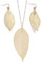 BOUTIQUELOVIN Filigree Long Leaf Pendant Dangle Necklace and Earring Jewelry Set Fashion for Women