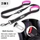 PoyPet 5 Feet Heavy Duty Dog Leash - Car Seat Belt - 2 Handles -Padded Traffic Grip for Extra Control(Pink