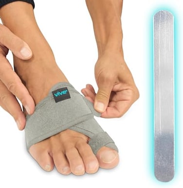 Vive Bunion Brace Big Toe Corrector Straightener With Splint Hallux Valgus Pad Joint Pain Relief Alignment Treatment Orthopedic Sleeve Foot Wrap Support One Size Gray