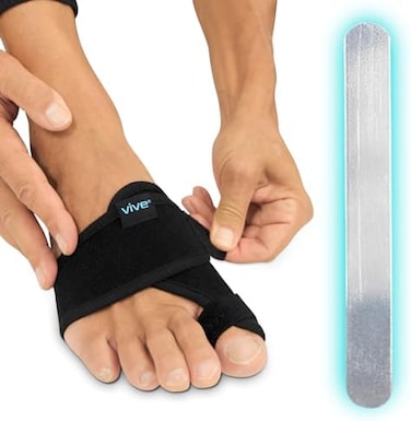 Vive Bunion Brace Big Toe Corrector Straightener With Splint Hallux Valgus Pad Joint Pain Relief Alignment Treatment Orthopedic Sleeve Foot Wrap Support One Size Black