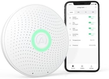 Airthings 2930 Wave Plus Smart Radon CO2 and TVOCs Detector with Temperature