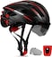 Shinmax Fahrradhelm Mit Visier UV-Schutz, Herren Damen Mit USB Licht Leuchtaufkleber, F&uuml;r Erwachsene Leichter Einstellbar MTB Stra&szlig;e Rennradhelm