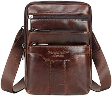 Hebetag Leather Shoulder Messenger Bag for Men Business Pack Wallet Phone Purse