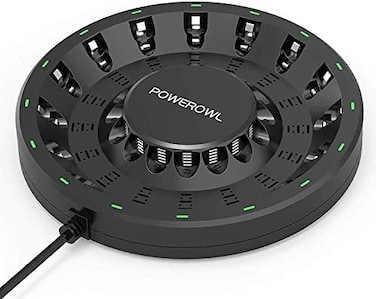 POWEROWL POWEROWL AA AAA Rechargeable Battery Charger for NIMH/NICD with Smart LED Light and Plug(16 Bay