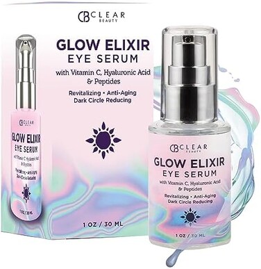 Clear Beauty Vitamin CHyaluronic Acid Under Eye Serum - Dermatologist Tested, Reduces Eye Bags, Puffiness, Dark CirclesWrinkles, Clean Beauty, Cruelty-Free Korean Skin Care - All Skin Types